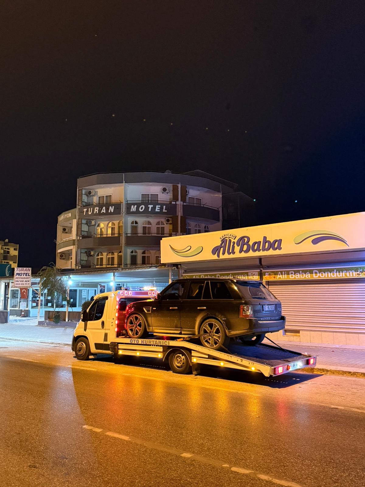 Gece saatlerinde verilen çekici hizmeti